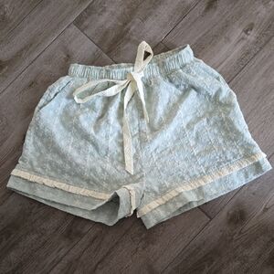 Rareraw Light Blue Green Embroided Patterned Shorts SZ Medium